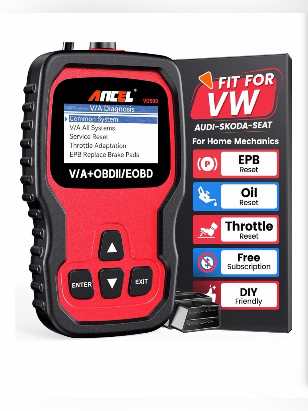 VD500 Red OBD2/EOBD Vehicle Diagnostic Scanner